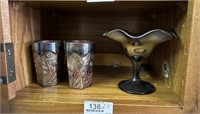 3 Pcs. Carnival Dark Purple Glass Collectibles