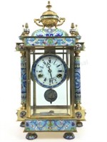 Asian Style Brass Cloisonné Mantle Clock