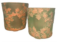 Two Portuguese Floral Ceramic Pottery Planter Pots