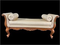 FRENCH STYLE HIGH ARM UPHOLSTERY BENCH