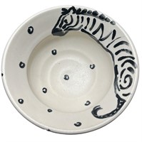 Mid Century Ceramic Zebra Studio Pottery Bowl, Sgd