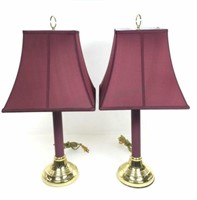 Pair Of Candlestick Style Table Lamps W/ Shades