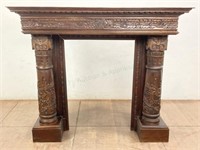 Antique Renaissance Style Wood Fireplace Mantle