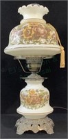 Vintage Floral On Glass Hurricane Lamp
