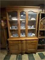 China Cabinet with Set of Blue and White China