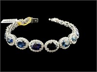 14K WHITE GOLD SAPPHIRE AND DIAMOND BRACELET