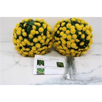 Wicker Park 10" Faux Mum Garden Spheres-Yellow