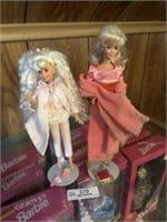 2 Modern Barbie Dolls on Stands