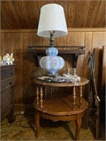 Vintage Glass Lamp and Table