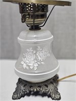 Vintage Frosted Hurricane Lamp Electrified