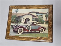 Vintage 1930 Ford Packard Plaque Lacquered Wood
