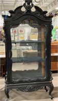 Antique Continental Baroque Style Ebonized Vitrine