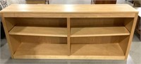 Contemporary Blonde Wood Double Bookcase