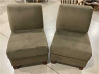 Pair Contemporary Microfiber Slipper Chairs