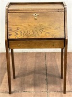 Antique Child’s Oak Wood Slant Front Secretary