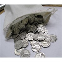 100 Mercury Dimes in Bag - 90% Silver