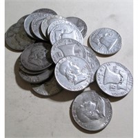 $10 face Value -90% Silver Franklin Halves