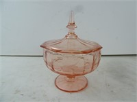 Pink Depression Glass Candy Dish & Lid