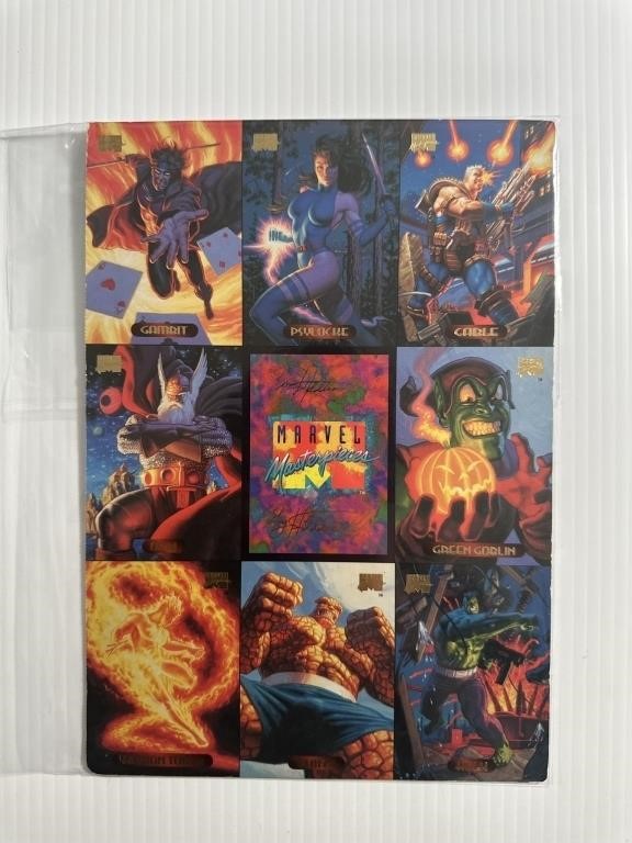 MARVEL MASTERPIECES - UNCUT SHEET OF CARDS