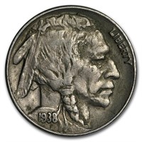 1938 d Better Date XF Grade Buffalo Nickel