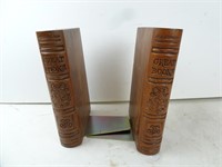 Pair of Wooden "Great Books" Book Shaped Bookends