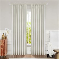 Ivory Pinch Pleated Blackout Curtain Panel for Bed