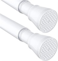 2 Pack White Tension Curtain Rod for Windows 28 to