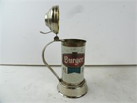 Vintage Burger Beer Can with Can to Stein Holder