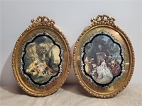 (2) 17" × 12" Oval Victorian Pictures
