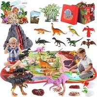 Dinosaur Toys for Kids 3-5 with Play Mat & Trees,