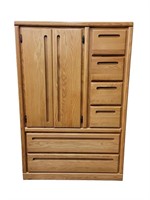 Oak Colored Six Drawer Armoire