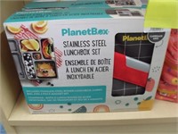 New Planet Box Stainless Lunch Box Set - Grey Grid
