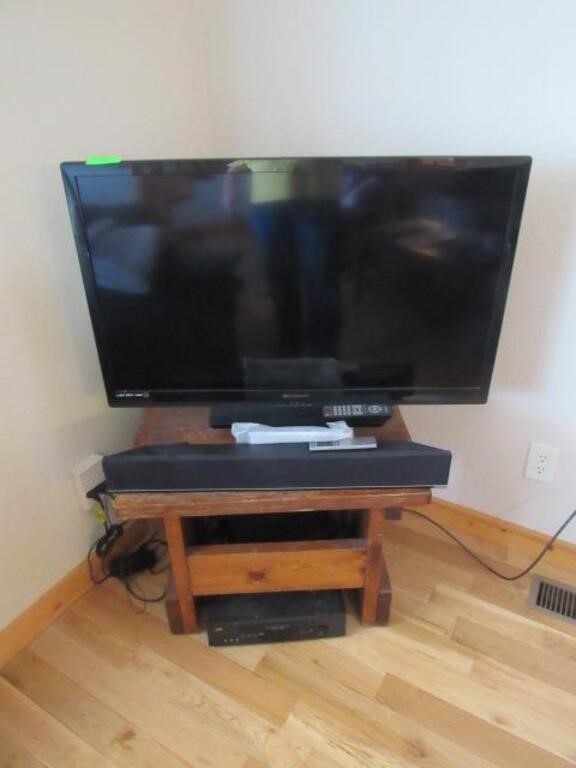 Emerson Flatscreen TV, Sound Bar, VHS Player