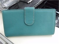 New MUNDi Leather Snap Wallet - Teal