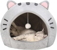 QWINEE Indoor Cat Bed Cave with Removable Cushion