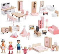 Giant bean Wooden Dollhouse Furniture Set, 36pcs F