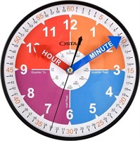OSTAR Telling Time Teaching Wall Clock, Analog Sil