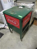 Metal Coca-Cola Logo Wheeled Cooler Bin