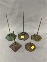(5) Early Cast Metal Letter Holders