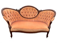 WALNUT VICTORIAN TUFTED SOFA