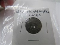 18?? Shield Nickel, Holed