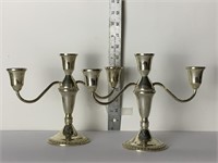 STERLING WEIGHTED BASE THREE ARM CANDELABRA -