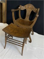 OAK CARVED NORTHWIND ARMCHAIR AND OTTOMAN 35" H X