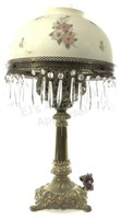 Vintage Milk Glass Shade, Brass Base Table Lamp