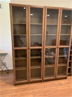 BOOKSHELF WITH GLASS DOORS, 79" H X 31.5" W X 12"