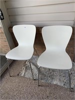 PATIO CHAIRS BY CRATE & BARREL WOOD & CHROME,
