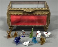 Glass Box w/ Tiny Blown Glass Animals