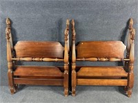 PR OF MAHOGANY SINGLE POSTER BEDS