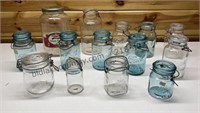 Blue & Clear Glass Jars