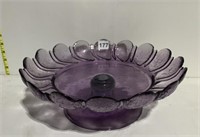 PEDESTAL FRUIT BOWL PURPLE, 4.75" H X 17"